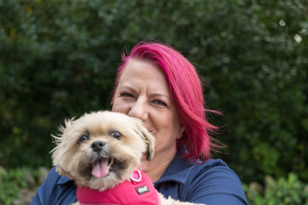 Claire Taylor with one of her dogs